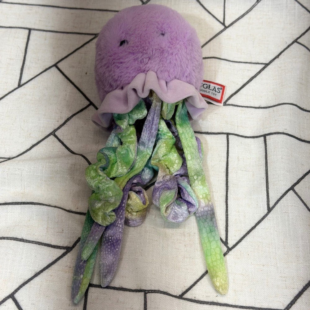 Douglas Jellyfish Plush Small Purple Green‎ Shimmer Tentacles Stuffed Animal Toy